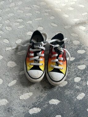 Converse Kids Low-Top Sneakers with Flame Gradient (Black, Red, Yellow)